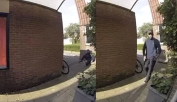 Vrouw confronteert indringer in voortuin via ringcamera